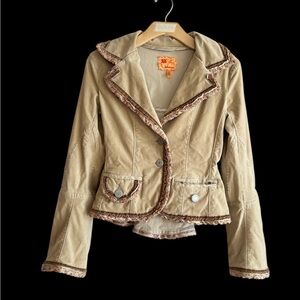 Twill twenty two Beige Blazer with Ruffle Trim